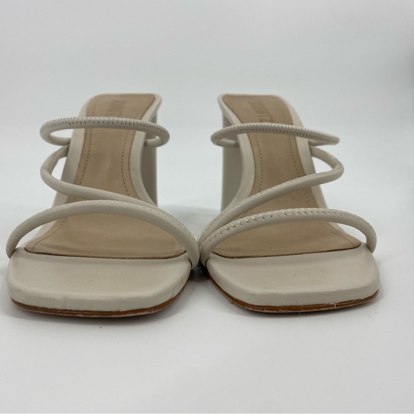 SCHUTZ Chessie Leather Asymmetrical Strap High Heel Sandals in Pearl - Picture 10 of 13